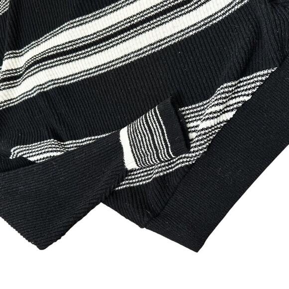 Free People Spectrum Black White Striped Pullover Sweater Off Shoulder Medium - Picture 2 of 11